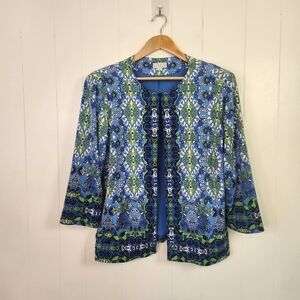 Joan Rivers Blue Open Front Lightweight Blazer Jacket Dressy Womens Size Large